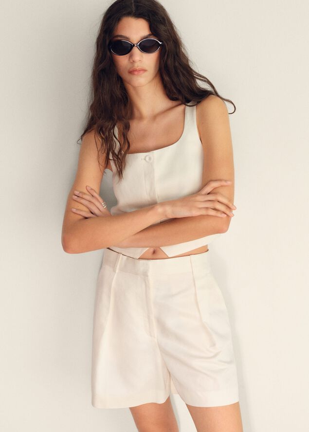 Linen-blend suit waistcoat