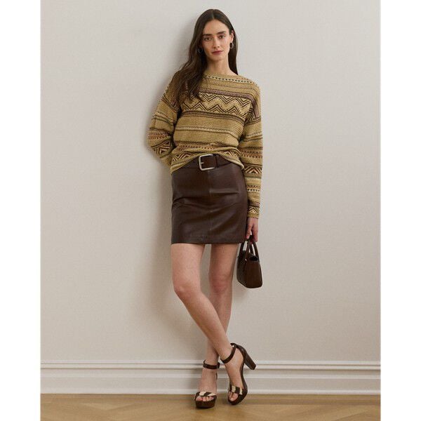 Geo-Striped Cotton-Linen Sweater