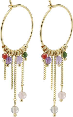 PEACE semi-precious stone hoop earrings gold-plated