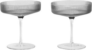 Ripple 2 stk. Champagne Saucer - Smoked Grey