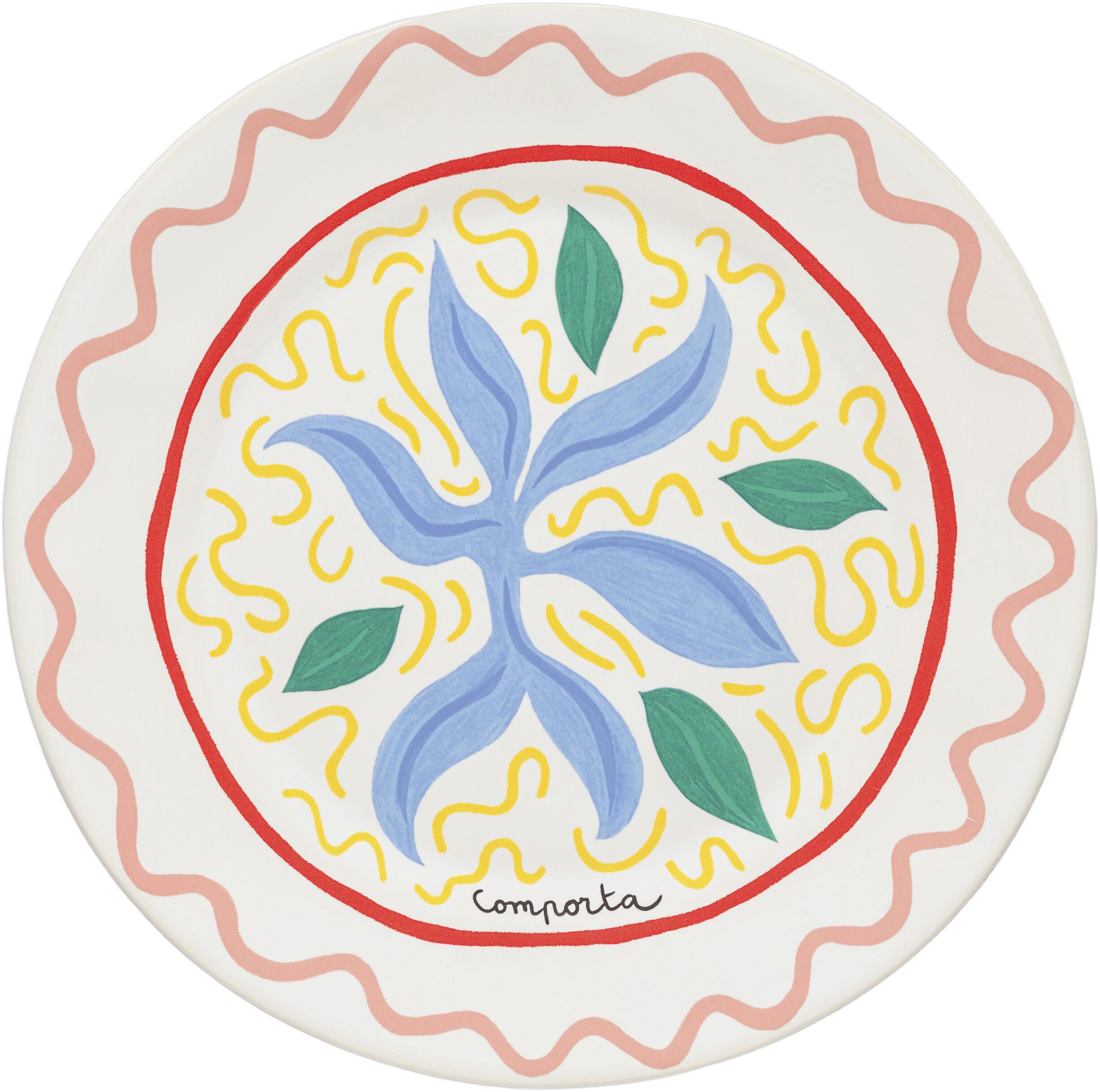 Tallrik flat Bliss 27 cm Bl&aring;/Koral/Rosa/Gr&ouml;n Keramik