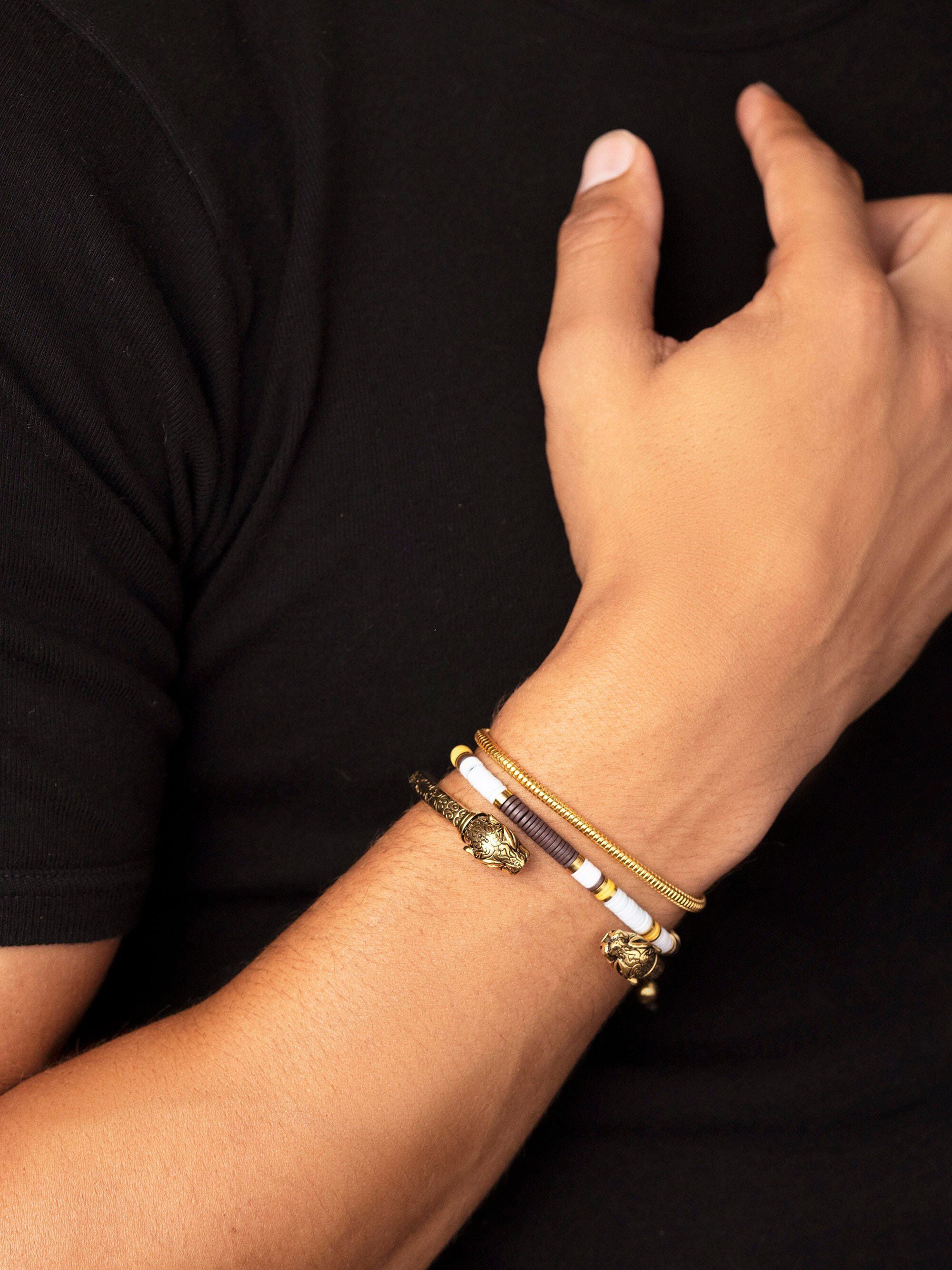Men's Gold Plated Sterling Silver Round Chain Bracelet