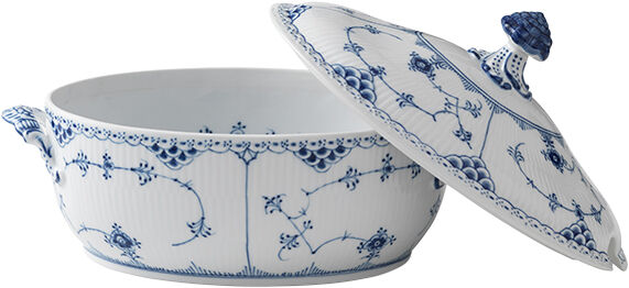 Blue Fluted Half Lace soppterrin 2 L / 32 cm