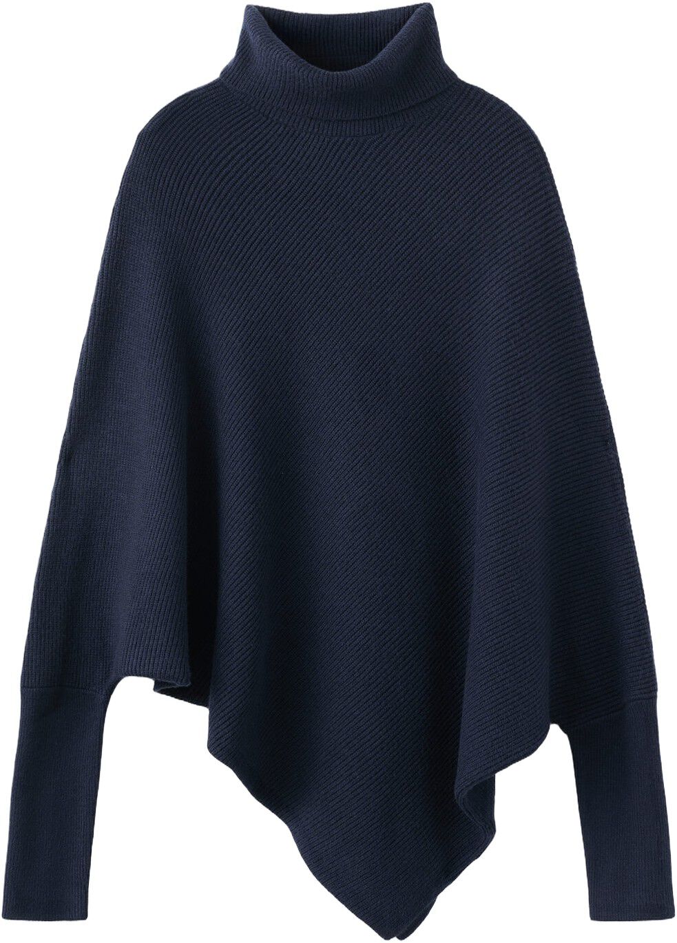 Sweater with asymmetrical roll neck