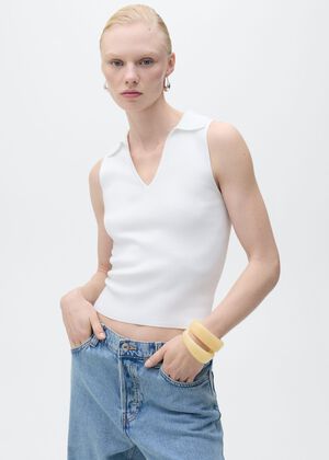 Polo-neck knitted top