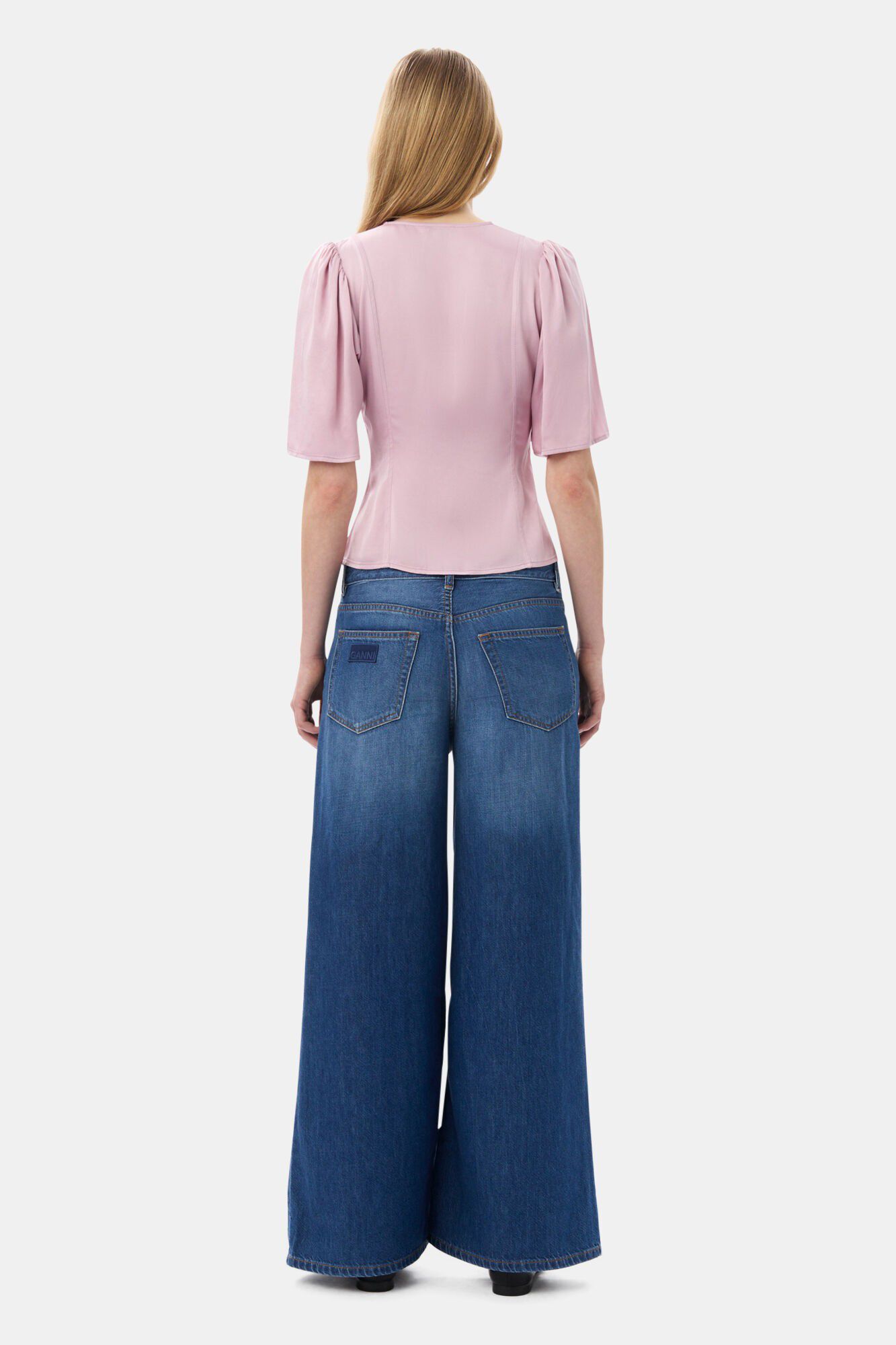 Washed Satin Wrap Blouse