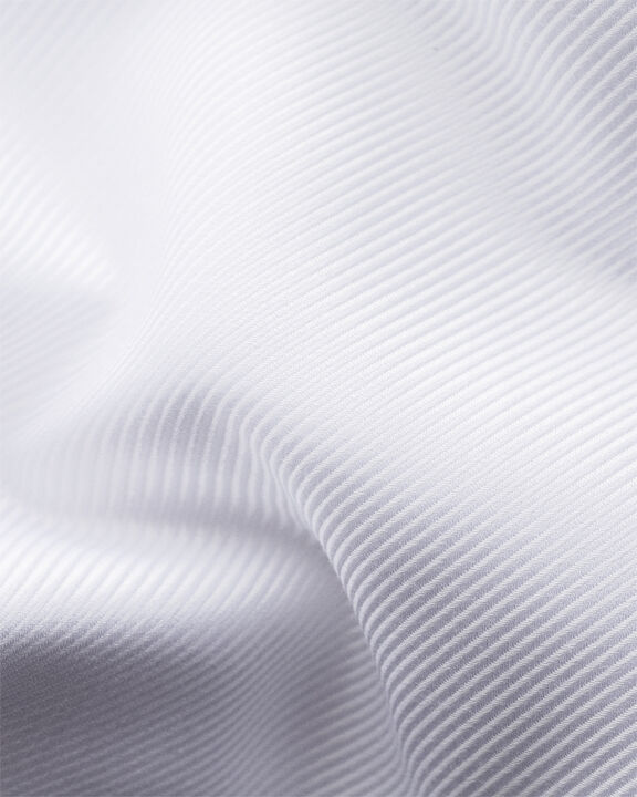 Slim Fit White Textured Twill Shirt - French Cuff