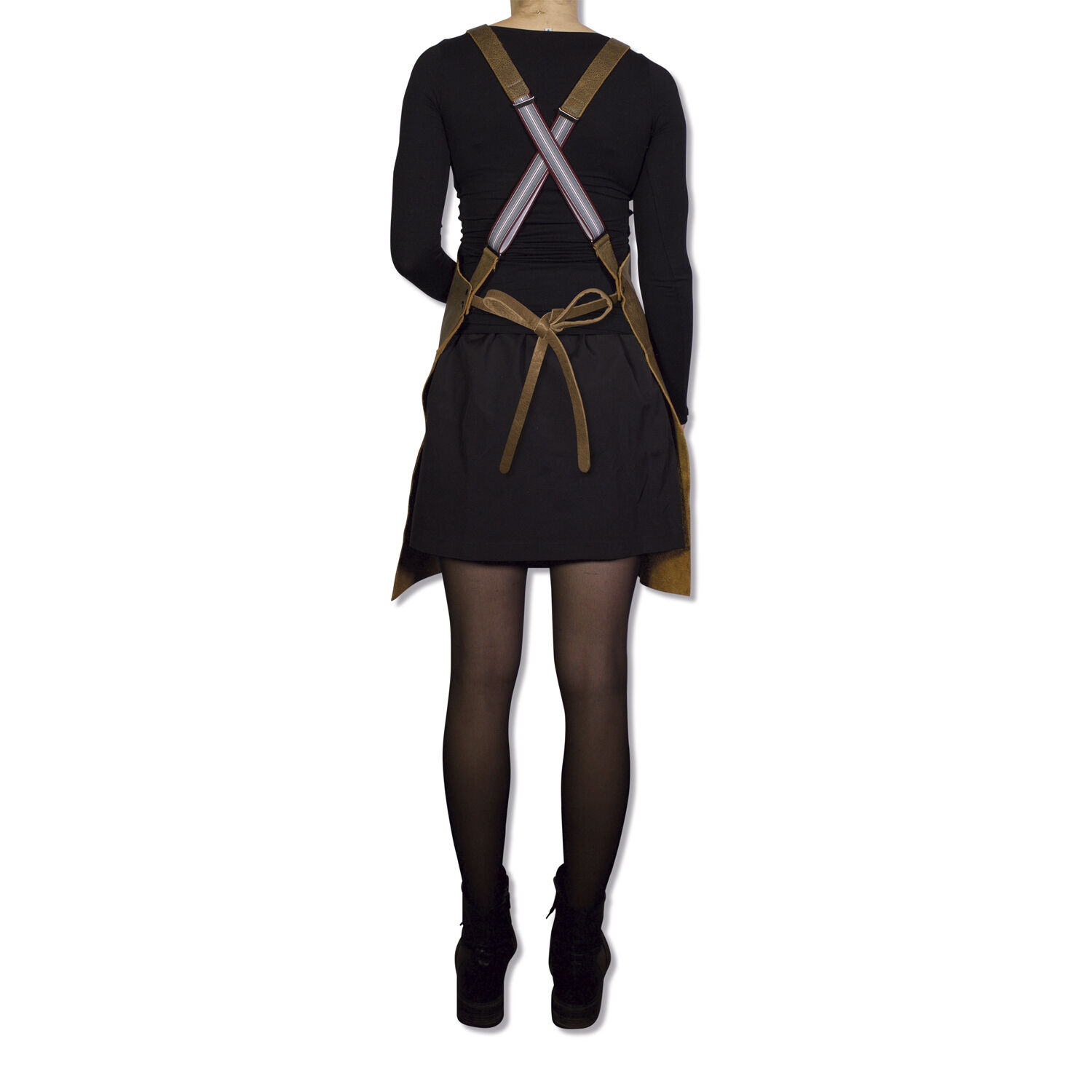 L&aelig;derforkl&aelig;de Suspender Serie Apron Vintage Brown