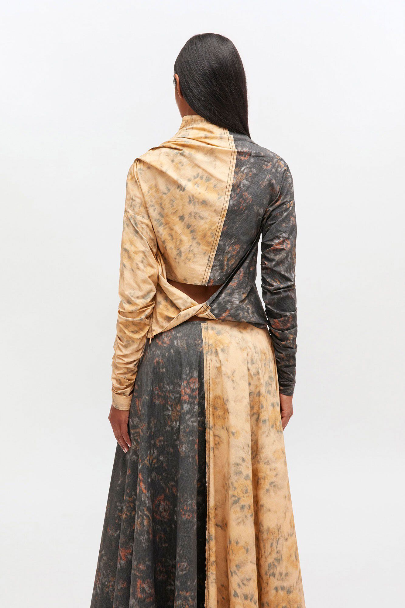 Printed Stretch Cotton Ruched Top