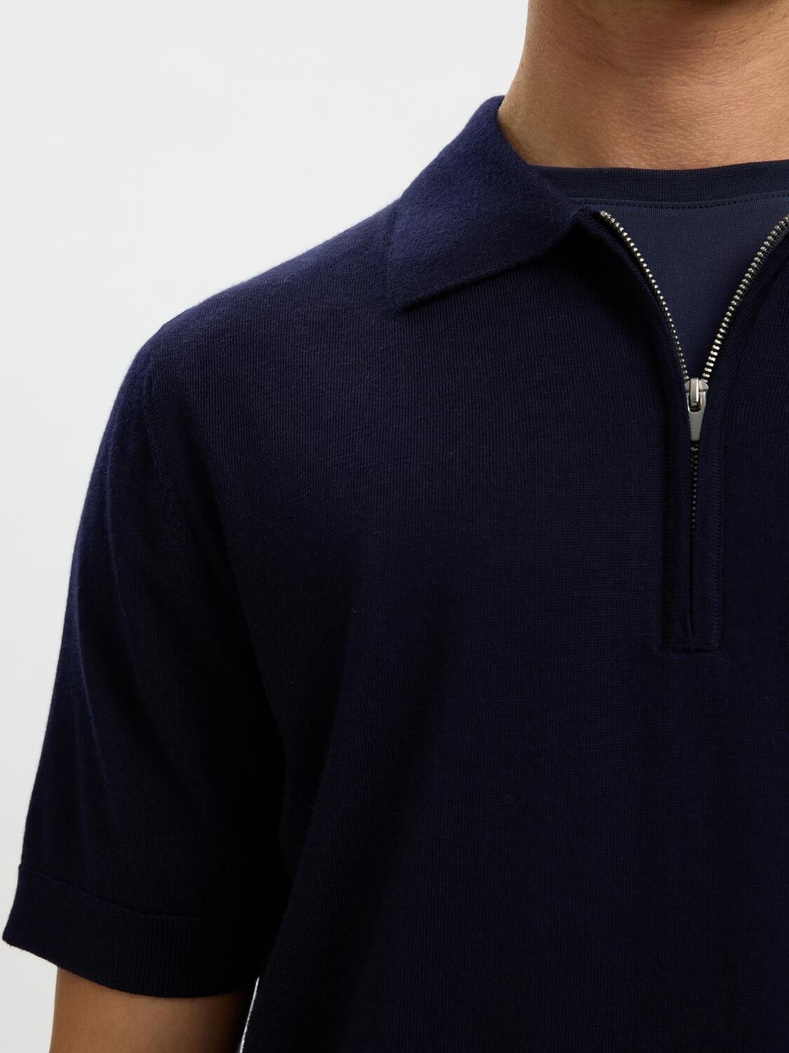 SLHTRAY SS KNIT HALF ZIP POLO NOOS