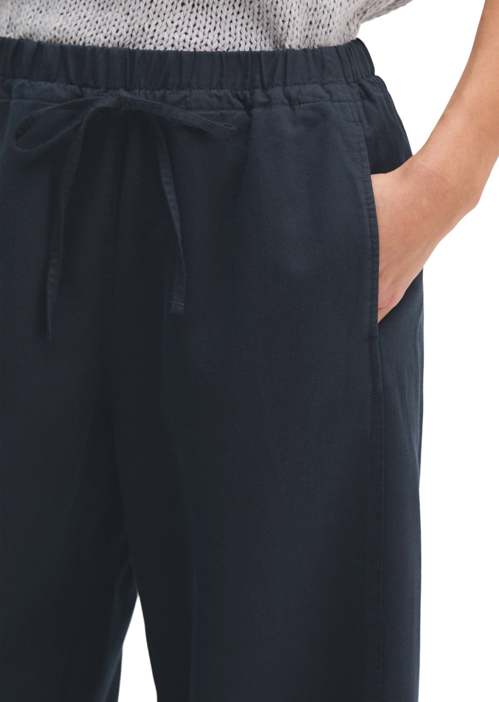 Pants, wide leg, drawstring and ela