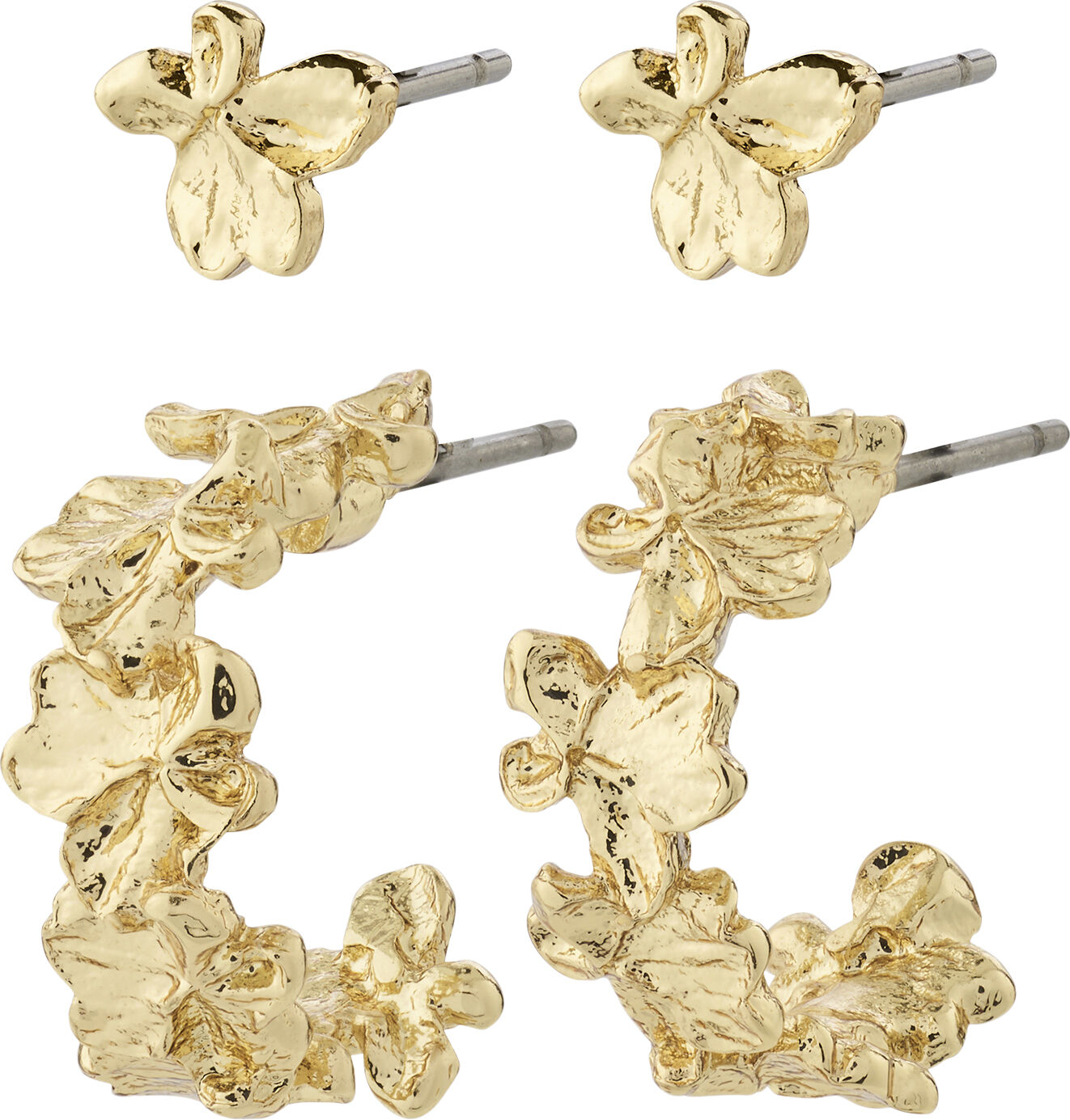 ZHURI recycled earrings 2-in-1 set gold-plated