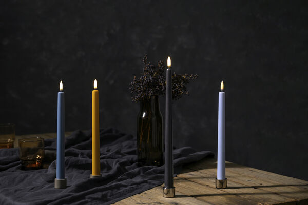 LED slim taper candle, Plain black, Smooth, 2-pack, 2,3x32 c