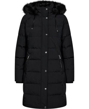 Faux-Fur-Trim Hooded Down Coat