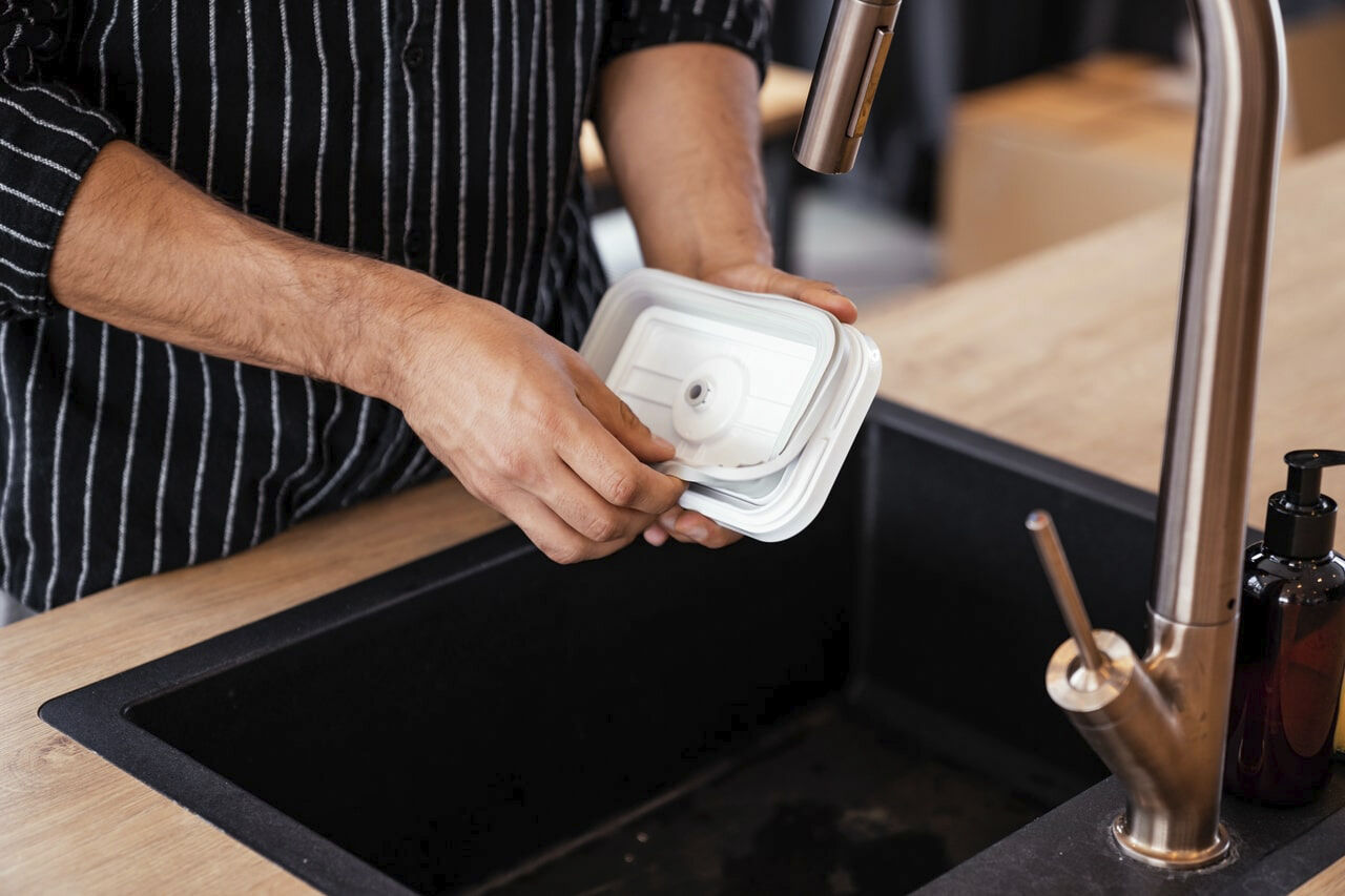 Fresh & Save Vakuum fryslaada Kylskaap Graa Glas