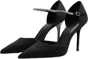 High heel shoe with rhinestone stra