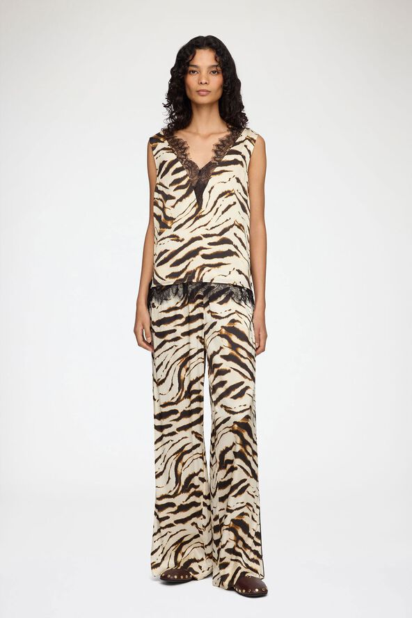 Printed Stretch Satin Elasticated P