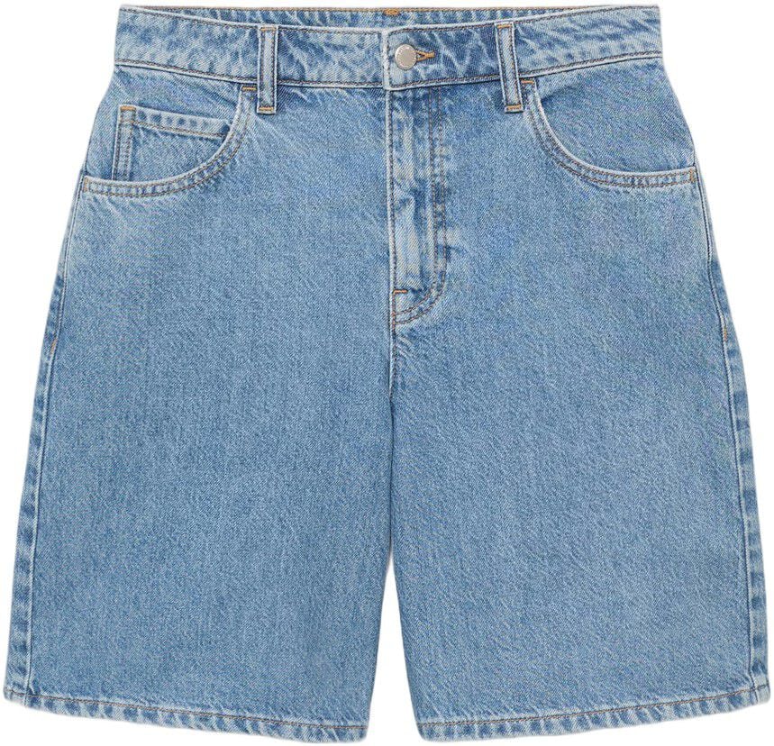 High-waist straight denim shorts