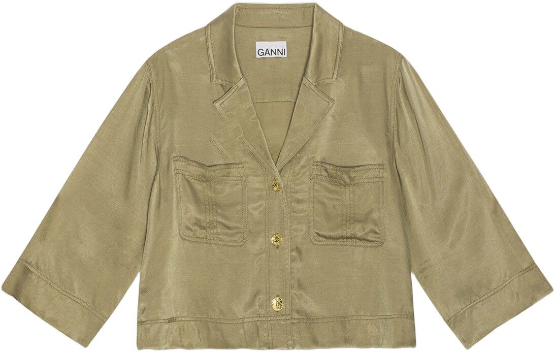 Washed Satin Crop Shirt