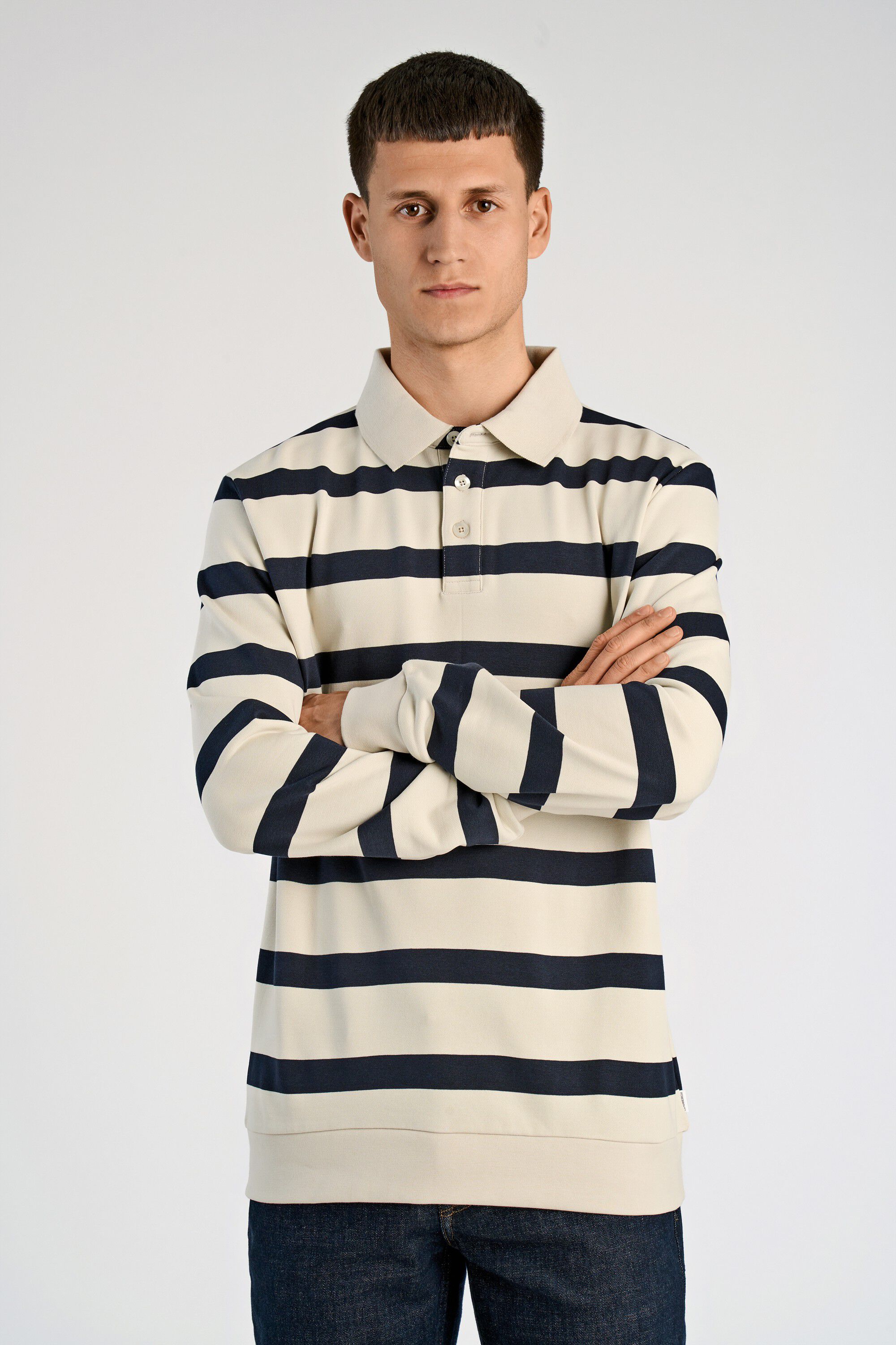 Striped polo sweatshirt L/S