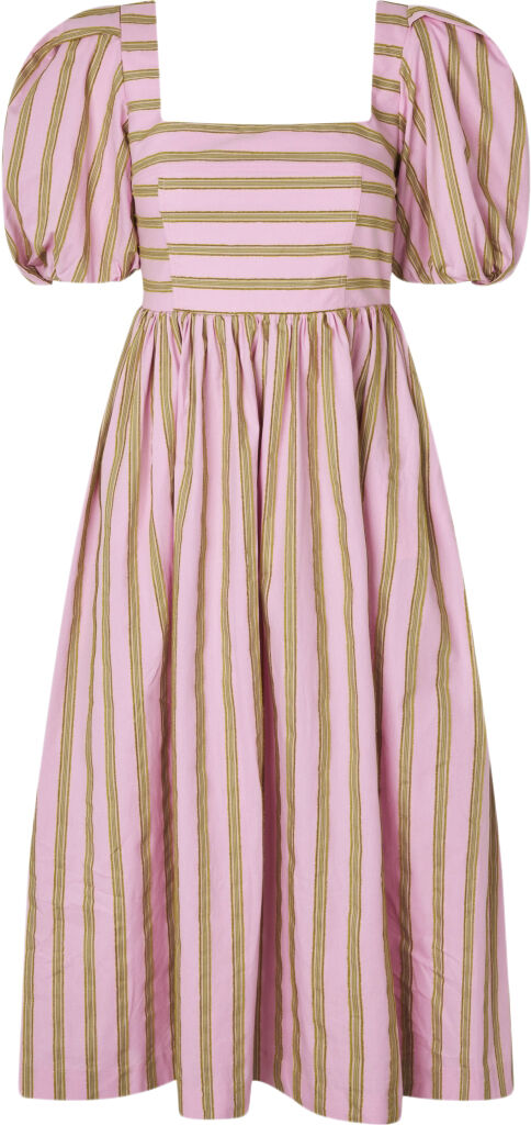 2344 Soft Jacquard Weave, Blouson Sleeve Midi Dress