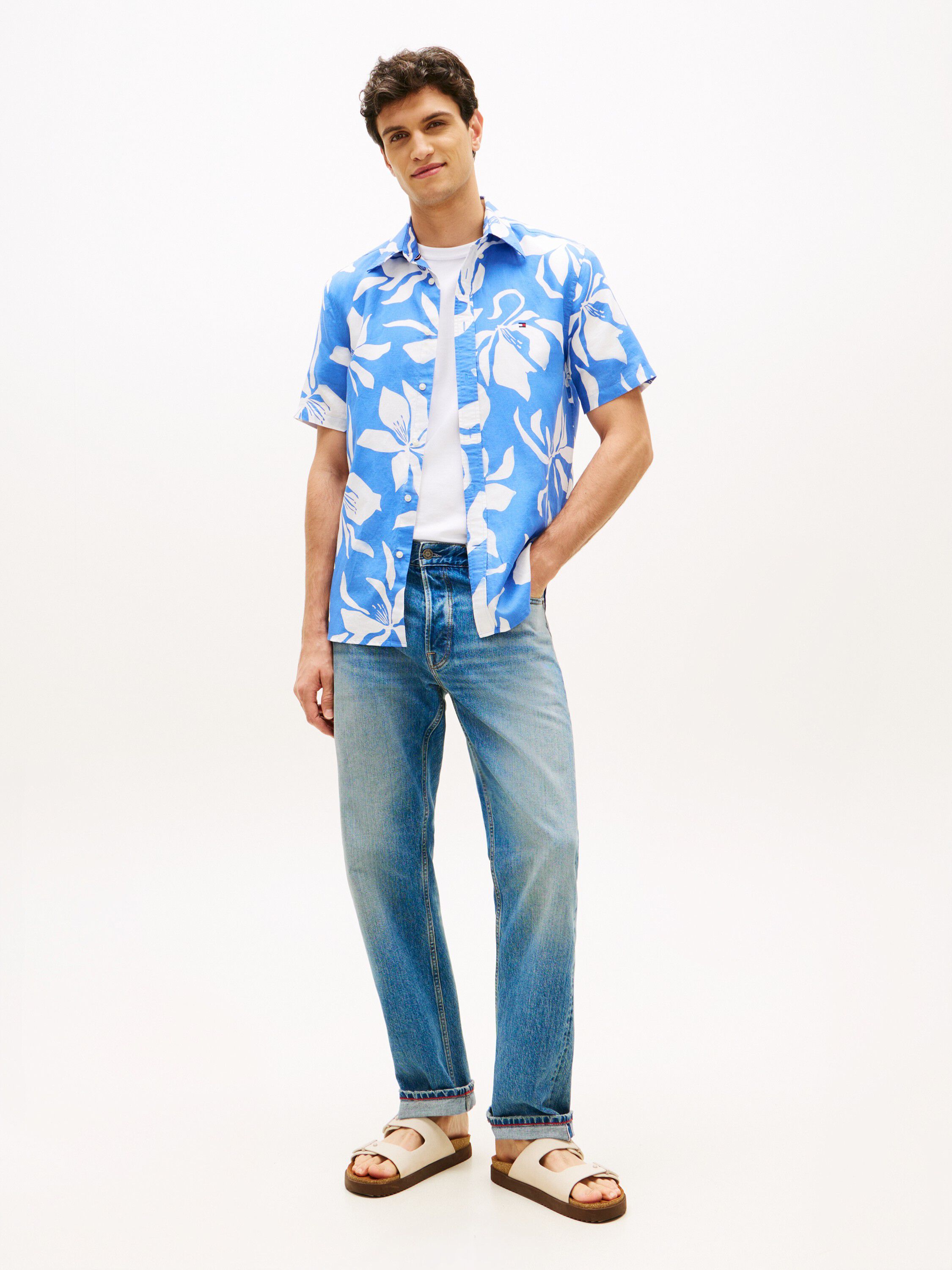 Regular Fit Linen Blend Short Sleeve Shirt