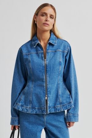 Belton Peplum Denim Jacket - Cotton