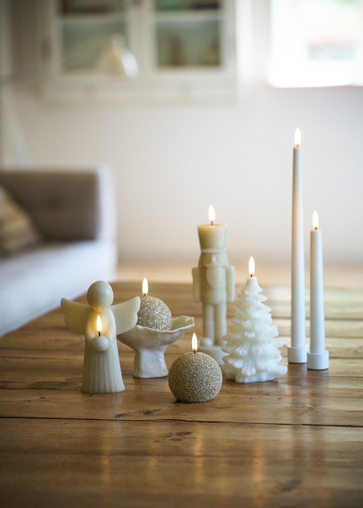 LED round candle, Champagne, Glitter, 7x7 cm