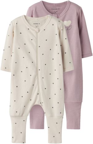 NBFNIGHTSUIT 2P ZIP FF HEART NOOS