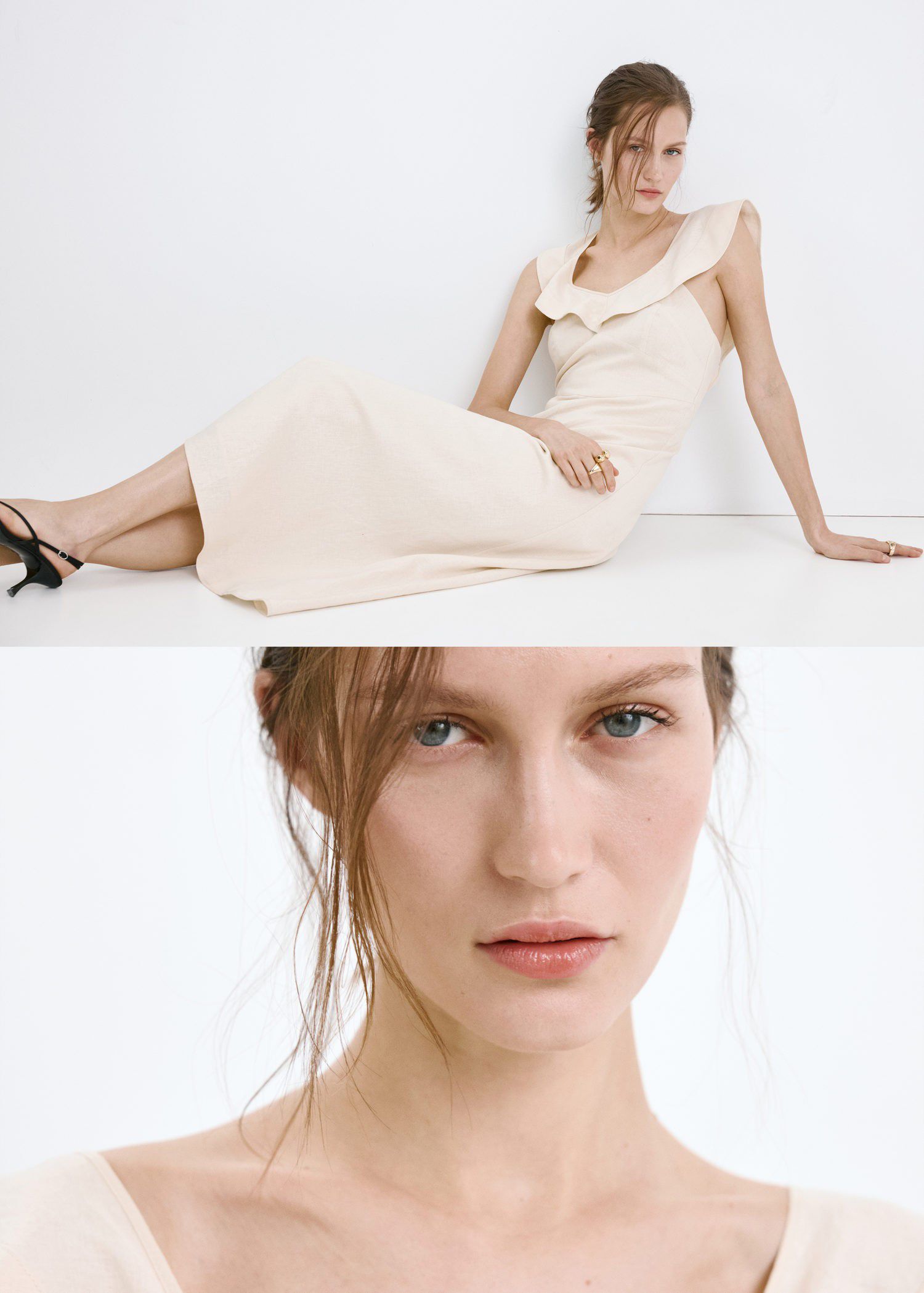 Ruffled linen dress
