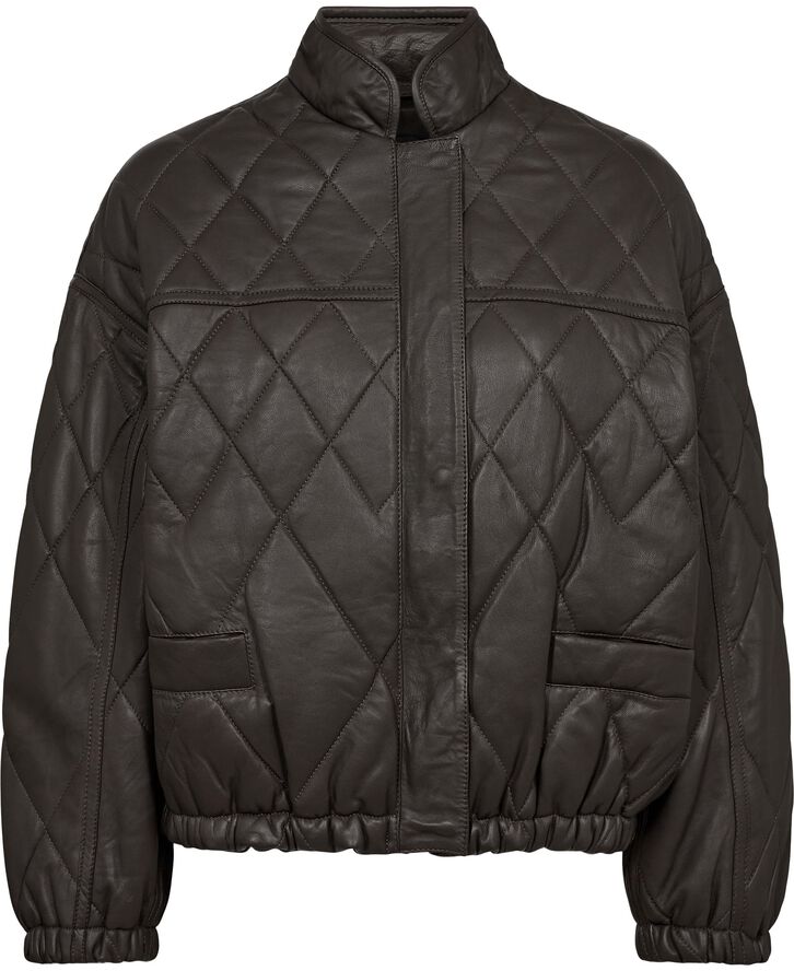MDK-6608 Dana Dana Disco Quilt 100% Leather Jacket - Grey