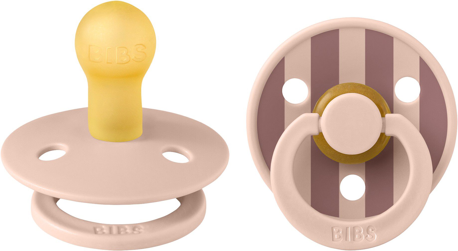 BIBS Pacifier Studio Colour 2 PACK Block Latex Size 1 Blush