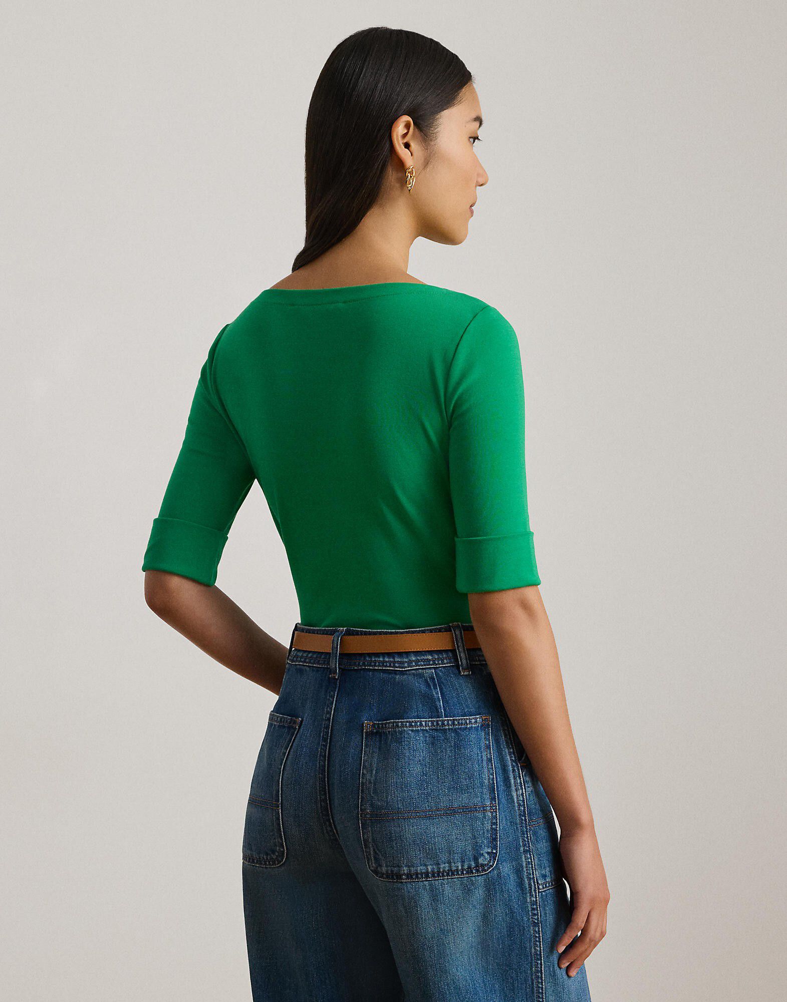 Stretch Cotton Boatneck Tee