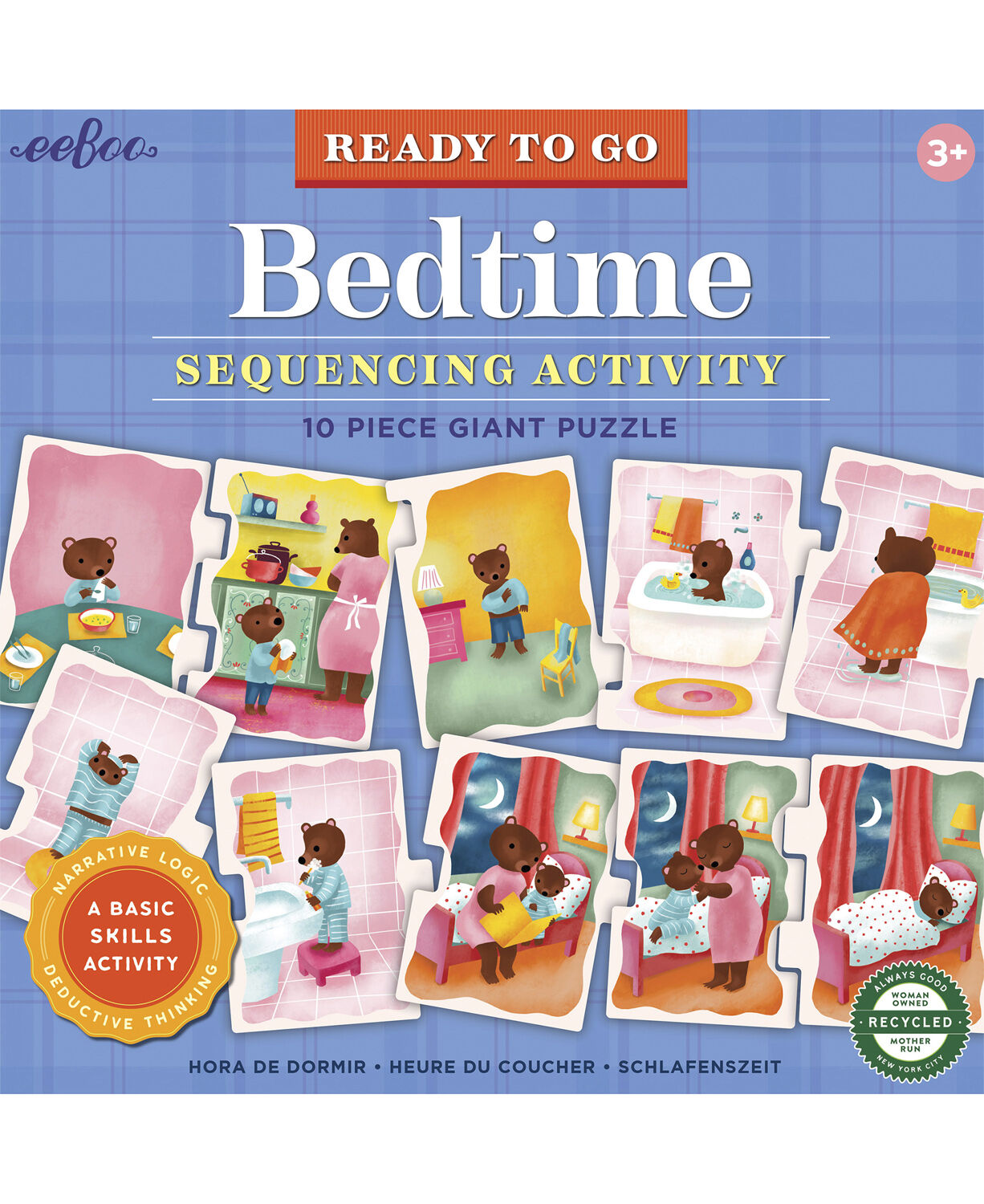 eeBoo - Jumbo puslespil 10 brk - Sengetid