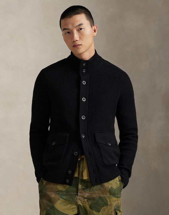 Wool Mockneck Cardigan