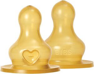 BIBS Baby Bottle Nipple Round Latex 2 pack Slow Flow