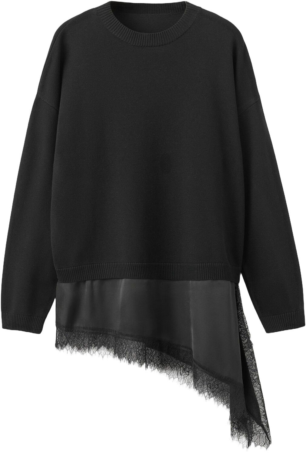 long lace-trimmed sweater