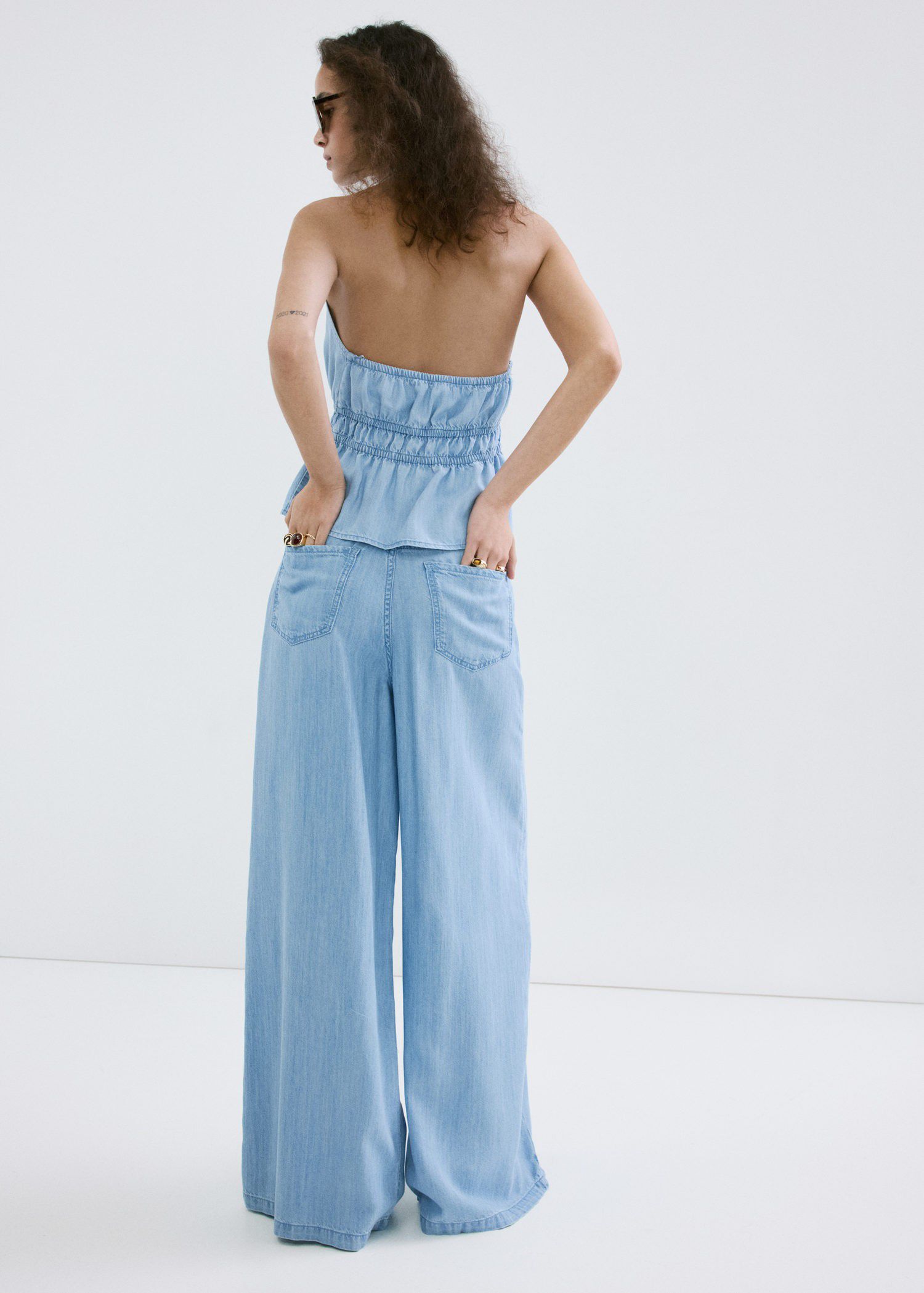 Mid-rise palazzo jeans