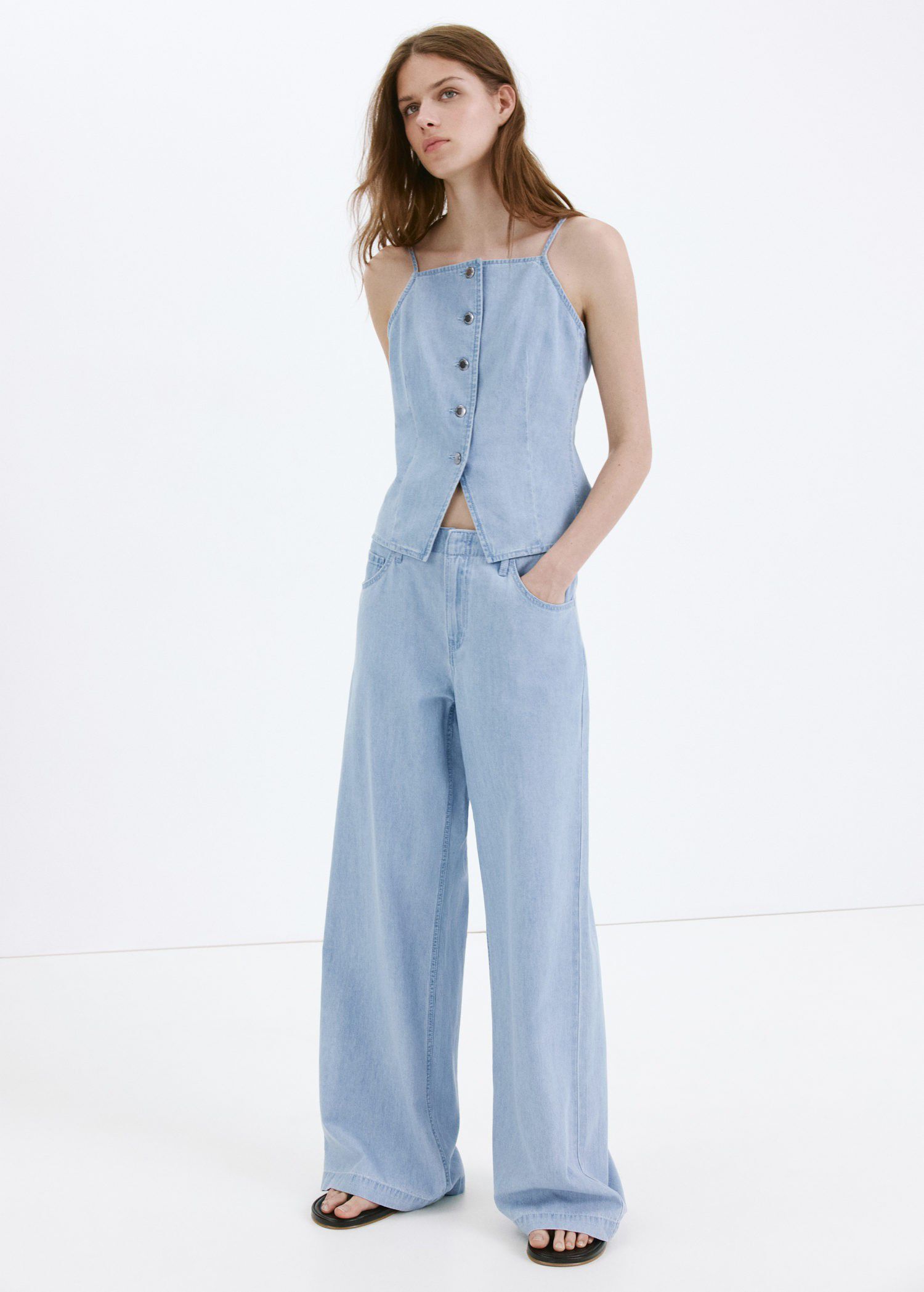 Denim buttoned gilet