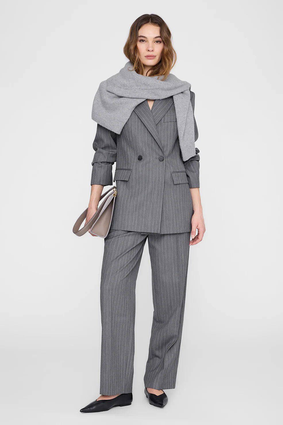 TIPHAINE BLAZER - LIGHT GREY PINSTRIPE