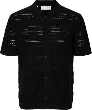 SLHPALO SS KNIT CROCHET POLO CARDIG