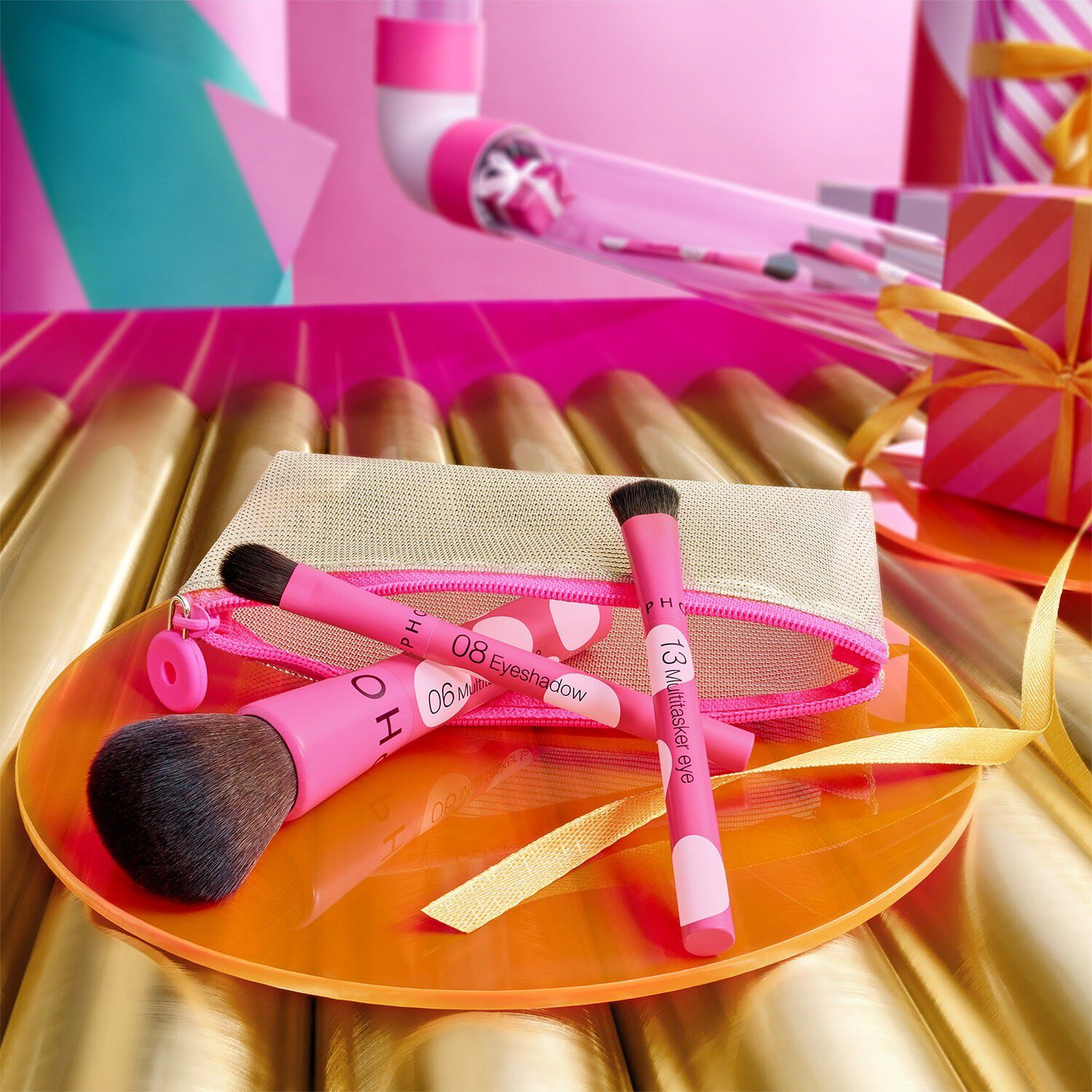 Kit de 3 mini pinceaux &agrave; emporter - 1 hudborste + 2 &ouml;gonborstar