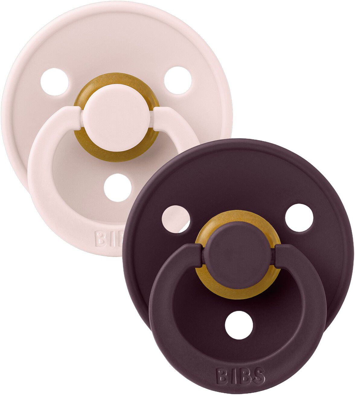 BIBS Pacifier Colour 2 PACK Latex Size 2 Petal/Plum