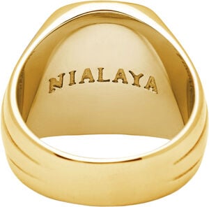 Men's Oblong Gold Plated Signet Ring with Onyx