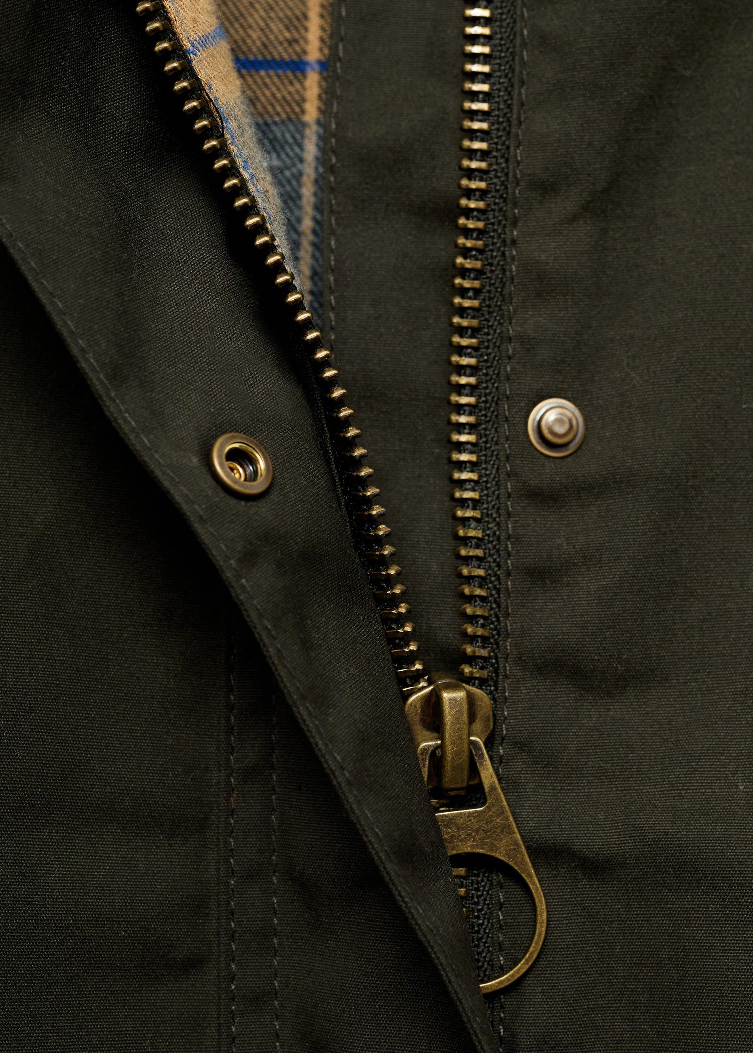 Cotton parka with corduroy collar
