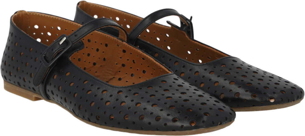 Bl&oslash;d ballerina med dekorativt hulm&oslash;