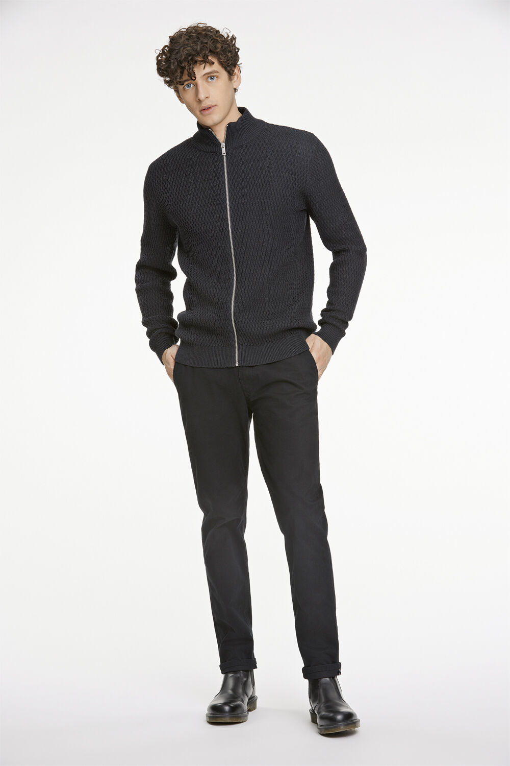 Zip through structure cardigan