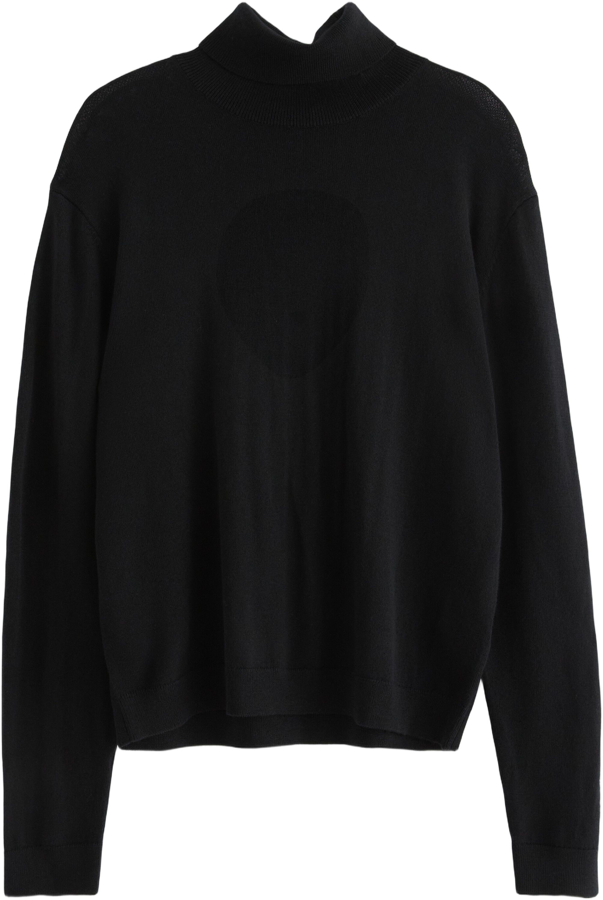 Bl&oslash;d tr&oslash;je i merinould med rullekra