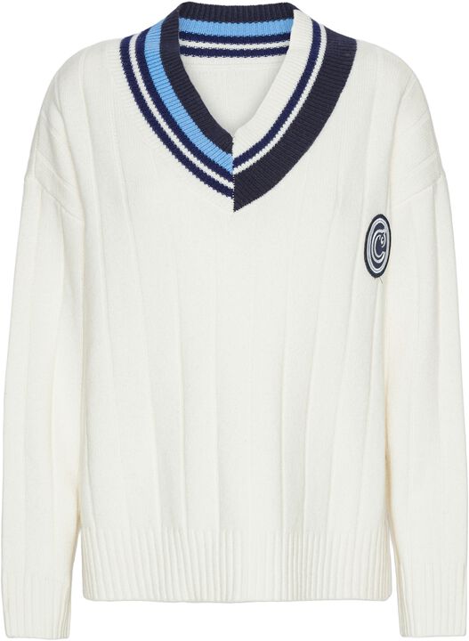 Center Court chunky v-neck sweater - Pearl