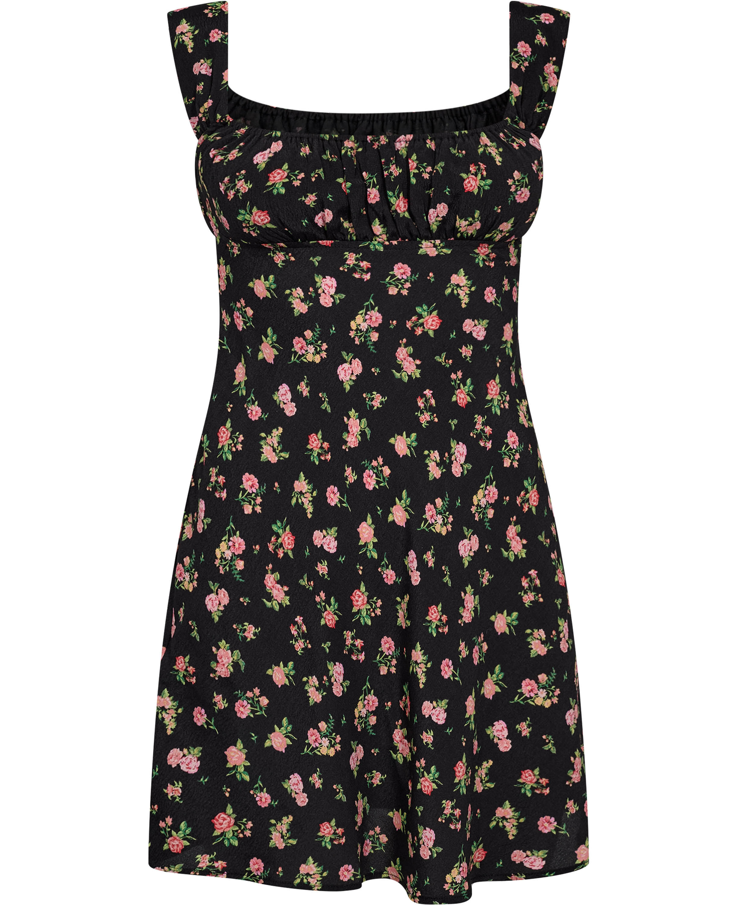 Short dress with ruched neckline